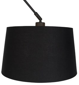 Candeeiro de suspensão com cúpula de algodão preto com 35 cm dourado - Blitz I preto Moderno