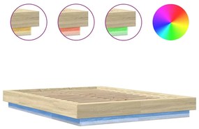 Estrutura cama c/ luzes LED derivados madeira carvalho sonoma