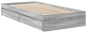 Estrutura de cama c/ gavetas derivados madeira cinza sonoma
