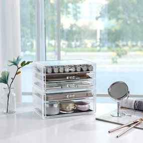 Organizador de maquilhagem com 5 gavetas 24 x 22 x 13,5 cm transparente