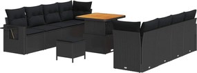vidaXL Conjunto de Sofá de Jardim 11 pcs Preto Rattan Sintético