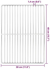 Grelha de Churrasqueira Retangular vidaXL 40x30 cm em Aço Inoxidável 3