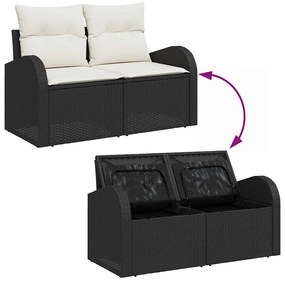 Conjunto de Sofá de Jardim vidaXL de 8 Peças com Almofadas Preto Ratta