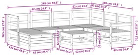 8 pcs conjunto sofás de jardim pinho maciço