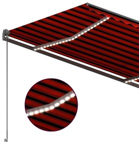 Toldo autom. LED e sensor de vento 300x250 cm laranja/castanho