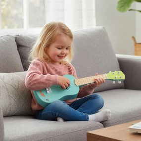 Ukelele de 21 polegadas para crianças de 4 cordas com corpo em madeira Basswood para maiores de 3 anos Instrumento musical azul