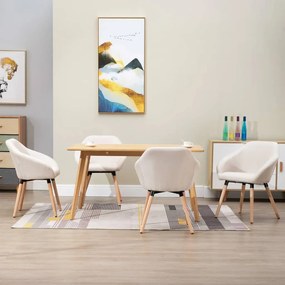 vidaXL Cadeiras de jantar 4 pcs tecido cor creme
