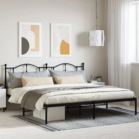 Estrutura de cama com cabeceira 200x200 cm metal preto
