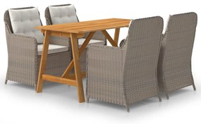 vidaXL 5 pcs conjunto de jantar para jardim castanho