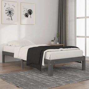 vidaXL Estrutura de cama 90x200 cm pinho maciço cinzento