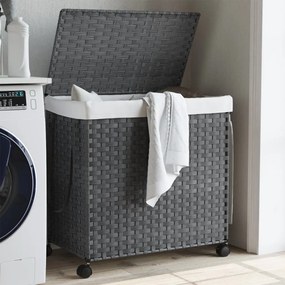 vidaXL Cesto para roupa suja com rodas 60x35x60,5 cm vime cinzento