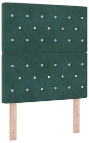 Cama Box Spring com Colchão &amp; Banco Verde Escuro 80x200 cm Veludo