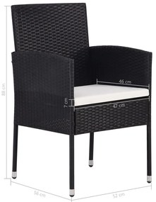 5 pcs conjunto de jantar para jardim vime PE preto