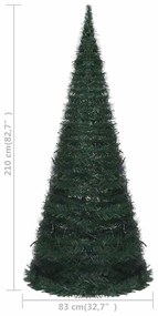 Árvore Natal pop-up artificial pré-iluminada 210 cm verde