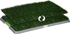 PawHut Resguardo de Treino para Cães com 2 Relvas Artificiais e Bandeja para Treino de Filhotes 67x41x3,5 cm Verde | Aosom Portugal