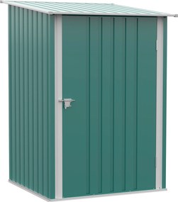 Outsunny Abrigo de Jardim de Aço Galvanizado com Porta Fechadura e Teto Inclinado 0,92 m² 100x103x160 cm Verde | Aosom Portugal
