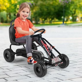 Karts a pedais para crianças com 4 rodas antiderrapantes, assento envolvente e travão de mão, 92 x 50 x 53 cm, preto.
