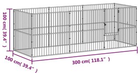 Parque para cães com 8 painéis aço galvanizado preto