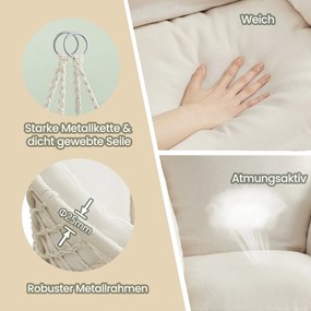 Cadeira suspensa jardim, varanda, suporta até 120 kg branca