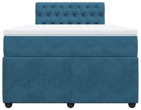 Cama boxspring com colchão 120x190 cm veludo azul