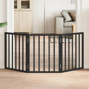 vidaXL Portão para cães dobrável 3 painéis 150 cm álamo preto