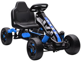 AIYAPLAY Kart a Pedais para Crianças com Embraiagem Automática Travão e Rodas Antiderrapantes em EVA 100x59x60,5 cm Azul | Aosom Portugal