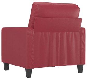 Poltrona 60 cm couro artificial vermelho tinto