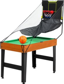 SPORTNOW Mesa Multijogos 5 em 1 Mesa de Jogo com Matraquilho Bilhar Ping-Pong Hóquei e Basquetebol 134x108x144 cm Madeira e Preto | Aosom Portugal