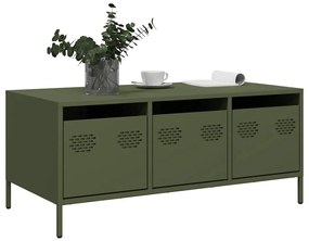 Mesa centro 101,5x50x43,5 cm aço laminado a frio verde-azeitona