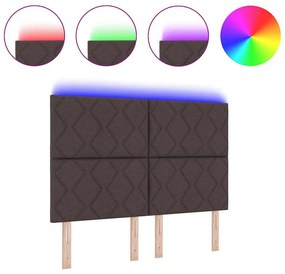 Cabeceira de LED vidaXL Design de Blocos de Diamante Castanho Escuro 1