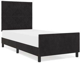 Estrutura de Cama Preta 90x190 cm Veludo
