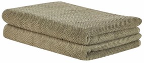 Conjunto de 2 toalhas em algodão verde azeitona MITIARO Beliani