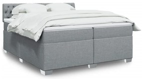 Cama com molas/colchão 200x200 cm tecido cinza-claro