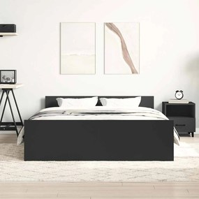 Estrutura de cama c/ painéis cabeceira e pés 150x200 cm preto