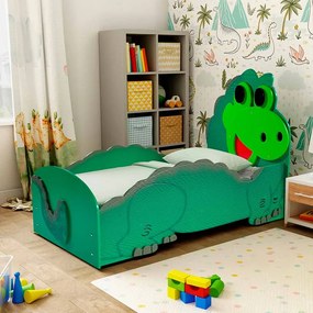 Cama para criança Animais Dinossauro Grande 205 x 97 x 120 cm, Oferta colchão e Estrado, confortável, capacidade de 100 kg  Verde