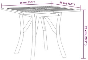 Mesa de jardim 85x85x75 cm madeira de acácia maciça
