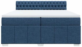 Cama com molas/colchão 200x200 cm tecido azul