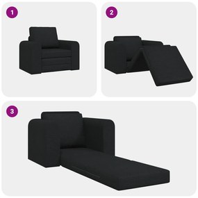Sofá Cama 2-em-1 Preto 98x71x83 cm Tecido