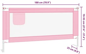 Barra de segurança p/ cama infantil tecido 180x25 cm rosa