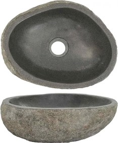 146212 vidaXL Lavatório de pedra do rio oval (29-38)x(24-31) cm