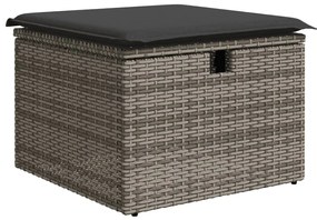 9 pcs conjunto sofás p/ jardim com almofadões vime PE cinzento