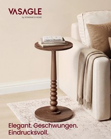 Mesa de apoio redonda em estilo Mid-Century Modern Coleção Mariel 30 cm (diâmetro), 55 cm (altura), cor de nogueira