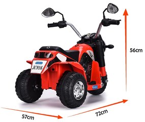 Mota Elétrica Infantil Bateria 6V Recarregável Motocicleta Infantil com Carregador e Rodas de Apoio 72 x 57 x 56 cm Vermelho