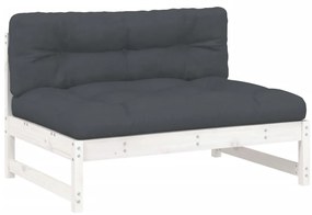 2pcs conjunto lounge jardim c/ almofadões madeira maciça branco