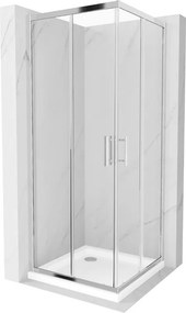 Mexen Rio cabine de duche quadrada 80 x 80 cm, transparente, cromada + base de duche Flat, branca - 860-080-080-01-00-4010