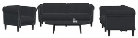 vidaXL 3 pcs conjunto de sofás veludo preto