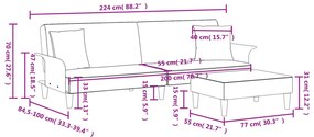 Sofá-cama 2 lugares c/ almofadas/apoio pés veludo cinza-escuro