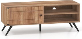 Móvel para TV, 120 x 40 x 44,5 cm, 2 Prateleiras Abertas e 1 Armário, Natural