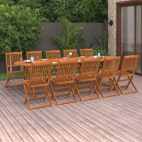 11 pcs conjunto de jantar para jardim 280x90x75cm acácia maciça