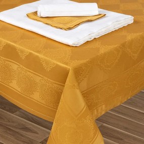 Toalhas de mesa rectangulares em damasco com ajour  100% algodão - Fateba: Ocre 1 Guardanapo 47x47 cm